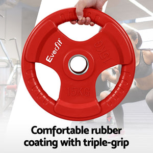 Everfit Weight Plates | Standard 15kgx2 | Dumbbell Barbell Plate | Weight Lifting | Home Gym | Red