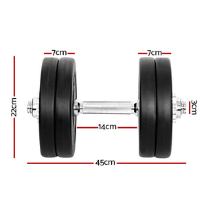 Everfit 25kg Dumbbell Set | Weight Plates | Dumbbells | Lifting Bench