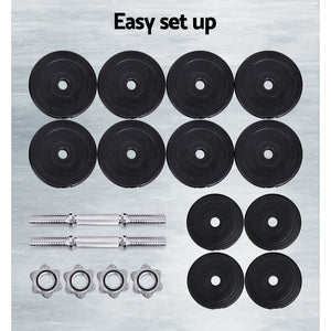 Everfit 30kg Dumbbell Set | Weight Plates | Dumbbells | Lifting Bench