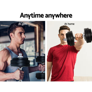 Everfit 30kg Dumbbell Set | Weight Plates | Dumbbells | Lifting Bench