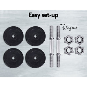 Everfit 15kg Dumbbell Set | Weight Plates | Dumbbells | Lifting Bench