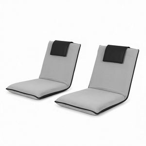 Floor Lounge Sofa Bed Set 2pc | Floor Cushion | Velvet | Grey
