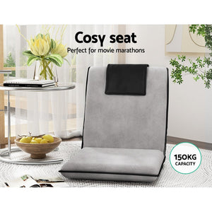 Floor Lounge Sofa Bed Set 2pc | Floor Cushion | Velvet | Grey