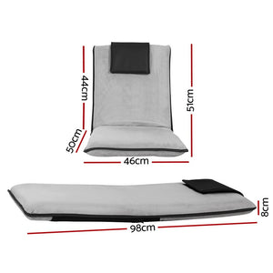 Floor Lounge Sofa Bed Set 4pc | Velvet Floor Cushion | Grey