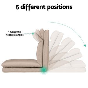 Foldable Floor Sofa Chairs Set 4pc | Linen Fabric | Beige