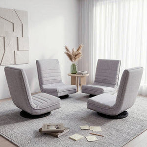 Artiss 4PCS Swivel Floor Chair 360 Adjustable Foldable Lounge Seat Floor Sofa Chair Grey