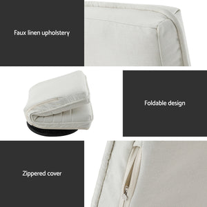 Floor Chairs Set 2pc | Swivel + Foldable | Linen | White