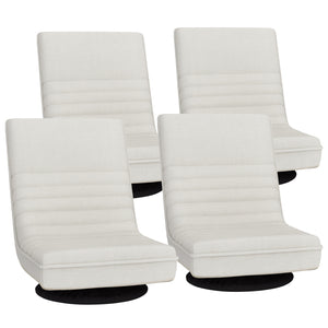 Floor Chairs Set 4pc | Swivel + Foldable | Linen Upholstery | White