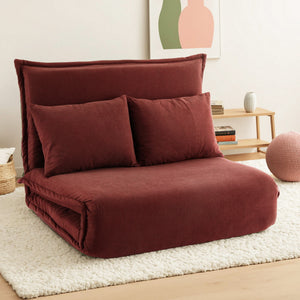 Convertible Floor Sofa Bed | 2 Seater Folding Lounger | Orange