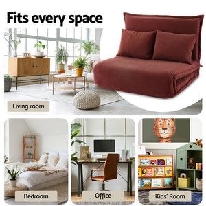 Convertible Floor Sofa Bed | 2 Seater Folding Lounger | Orange
