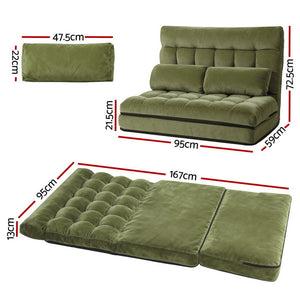 2 Seater Sofa Bed | Green Fabric | Lounge Couch