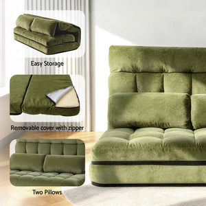 2 Seater Sofa Bed | Green Fabric | Lounge Couch