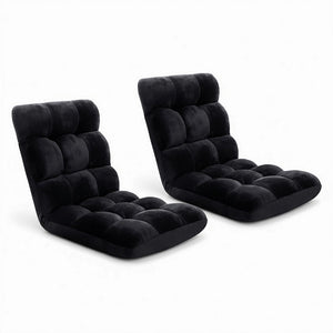 Lounge Sofa Bed Set 2pc | Flannel Fabric | Black