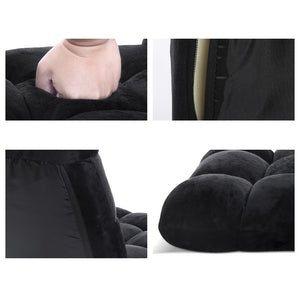 Lounge Sofa Bed Set 2pc | Flannel Fabric | Black