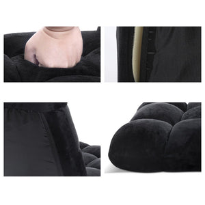 Lounge Sofa Bed Set 2pc | Flannel Fabric | Black