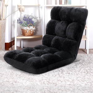 Lounge Sofa Bed Set 4pc | Flannel Fabric | Black