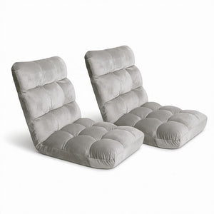 Lounge Sofa Bed Set 2pc | Flannel Fabric | Grey