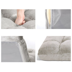 Lounge Sofa Bed Set 2pc | Flannel Fabric | Grey