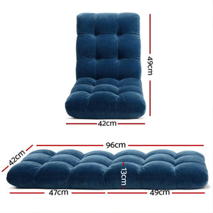 Floor Lounge Sofa Bed Set 2pc | Flannel Fabric | Navy