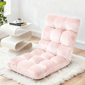 Floor Lounge Sofa Bed | Flannel Fabric | Pink