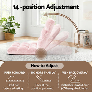 Floor Lounge Sofa Bed | Flannel Fabric | Pink