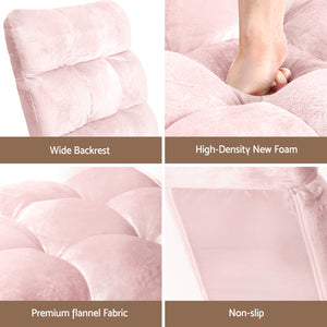 Floor Lounge Sofa Bed Set 2pc | Flannel Fabric | Pink