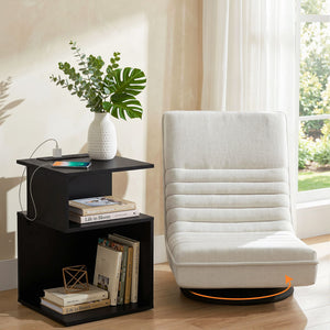 Swivel Floor Chair & Bedside Table Set | Charging Station Included