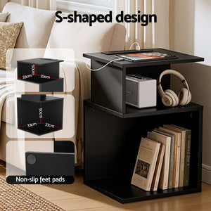 Swivel Floor Chair & Bedside Table Set | Charging Station Included