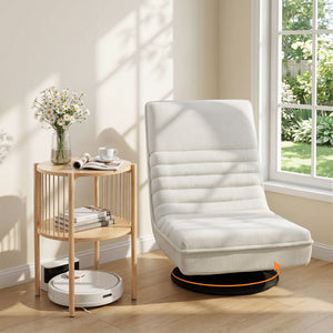 Floor Lounge Set | Swivel Sofa Chair & 2-Tier Round Side Table
