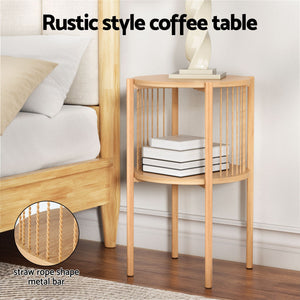 Floor Lounge Set | Swivel Sofa Chair & 2-Tier Round Side Table