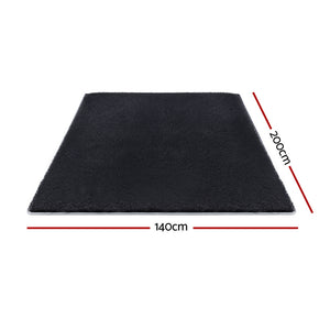 Plush Shaggy Rug | 140x200cm | Living Room Bedroom | Black