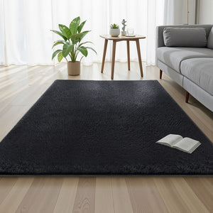 Plush Shaggy Rug | 140x200cm | Living Room Bedroom | Black