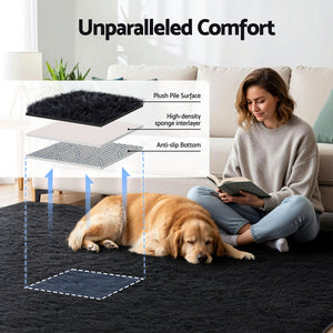 Oversized Shaggy Rug | 200x290cm | Plush Pile | Black