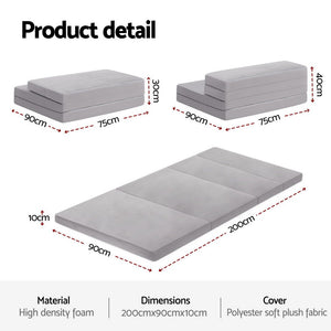4-Fold Sofa Bed Mattress | Folding Sleeping Camping Cushion