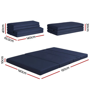 Foldable Foam Mattress | Blue | Portable Floor Mat | Double