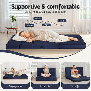 Foldable Foam Mattress | Blue | Portable Floor Mat | Double