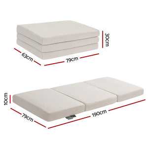 Tri-Fold Foam Mattress | Portable Foldable Floor Mat | Fleece