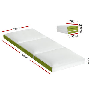 Bedding | Foldable Mattress | Folding Foam Trifold | Green