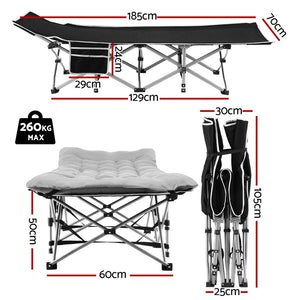 Heavy Duty Folding Bed | 185cm | Mattress Included | Grey