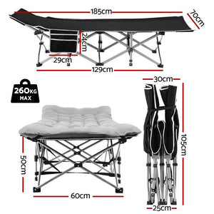 Heavy Duty Folding Bed | 185cm | Mattress Included | Grey