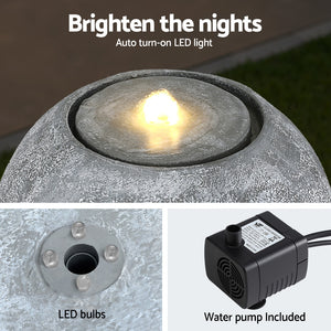Gardeon Solar Fountain | Outdoor Water Feature with LED Lights | Beige