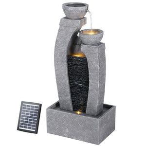 Gardeon Solar Fountain | 3-Tier Cascading | Indoor Outdoor Water Feature | Grey
