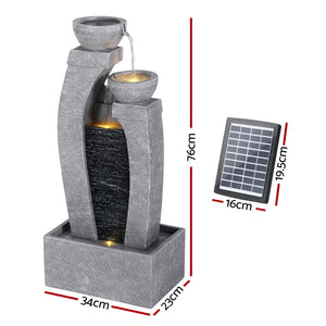 Gardeon Solar Fountain | 3-Tier Cascading | Indoor Outdoor Water Feature | Grey