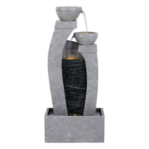 Gardeon Solar Fountain | 3-Tier Cascading | Indoor Outdoor Water Feature | Grey