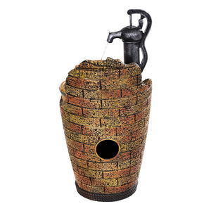 Solar Fountain Water Feature | Outdoor Cascading Hand Pump Design | 80CM