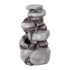Solar Fountain Water Feature | Outdoor Indoor | 4-Tier | Brown