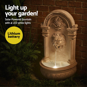 Solar Water Fountain Feature 77cm | Wall Mount Garden Decoration | Beige