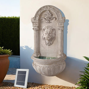Solar Water Fountain Feature 77cm | Wall Mount Garden Decoration | Beige