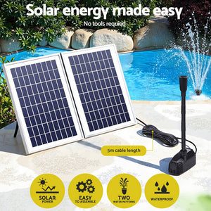 Solar Pond Pump Kit | Submersible Fountain | Dual Panels | 1600L/H