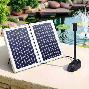 Solar Pond Pump Kit | Submersible Fountain | Dual Panels | 1600L/H